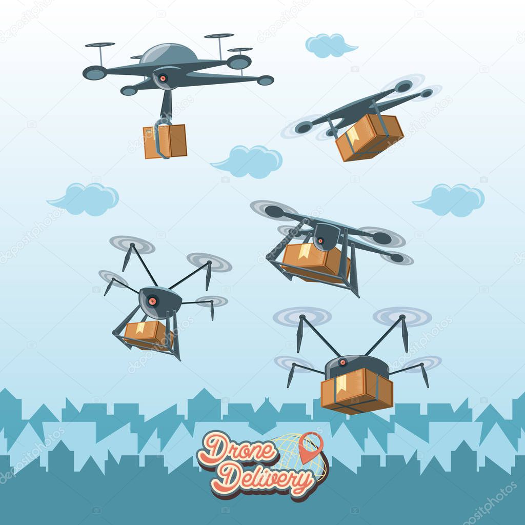 drone service set icons icon vector ilustration
