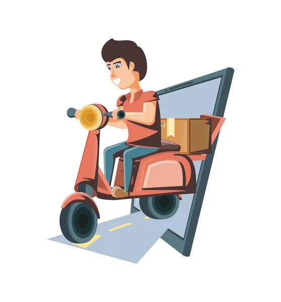 Corriere consegna servizio in moto icona vettoriale ilustrazione — Vettoriale Stock