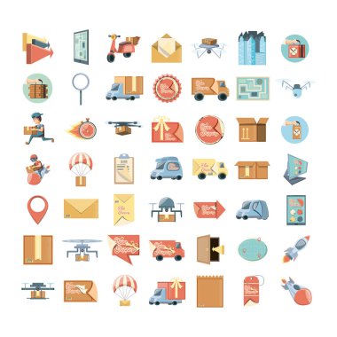 gıda dağıtım hizmeti simgeleri simge vektör halat ayarla