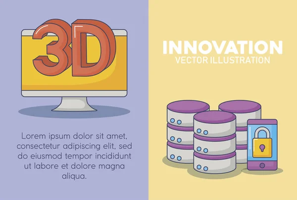 Tecnologia e inovação design ícone ilustração vetorial —  Vetores de Stock