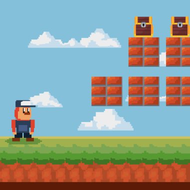 Simge vektör halat tasarım pixelated ve video oyunu