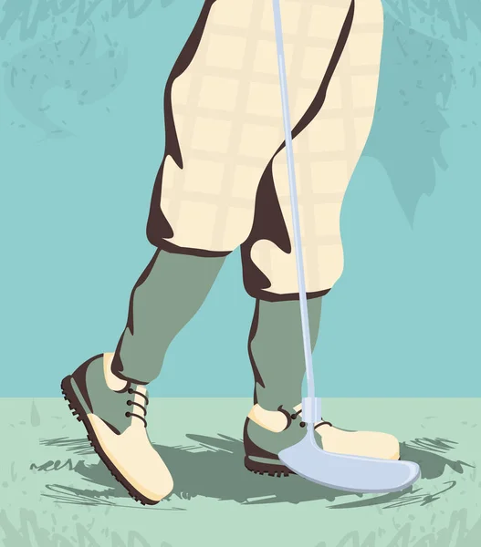 Golfer voeten op golfbaan — Stockvector