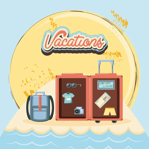 Voyage vacances valise icône icône vecteur ilustration — Image vectorielle