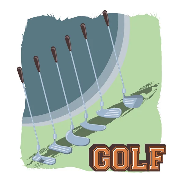 Etiqueta del club de golf con palos de juego — Vector de stock