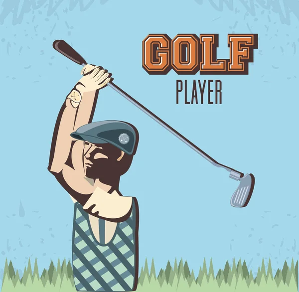 Игрок в гольф на поле — стоковый вектор
