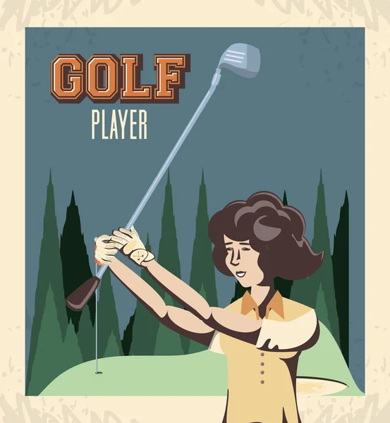 Joueuse de golf femme dans le parcours — Image vectorielle