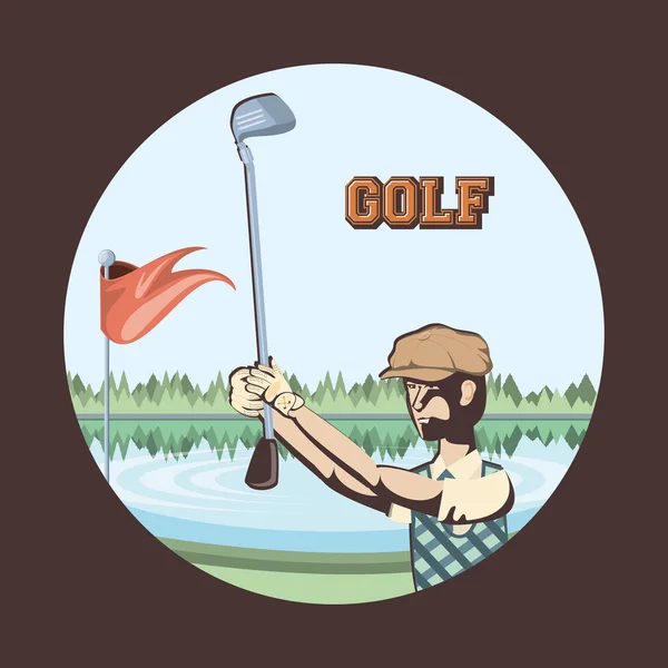 Jogador de golfe no campo — Vetor de Stock