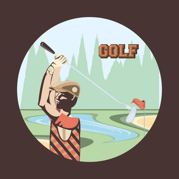 Joueur de golf dans le parcours — Image vectorielle