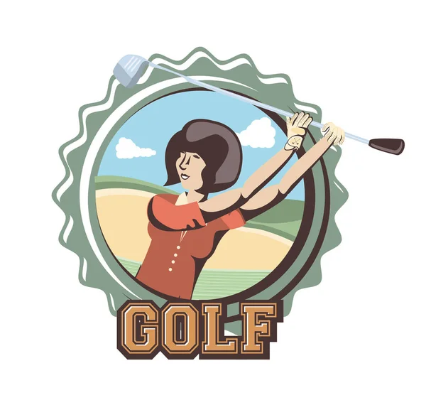 Joueuse de golf femme dans le parcours — Image vectorielle