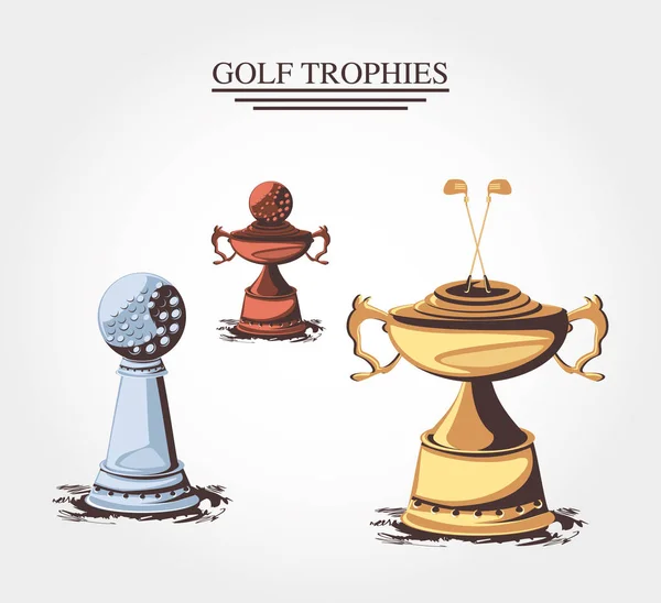 Set trofeos torneo de golf — Vector de stock