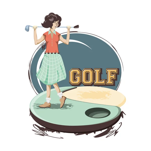 Jugador de golf mujer en el campo — Archivo Imágenes Vectoriales