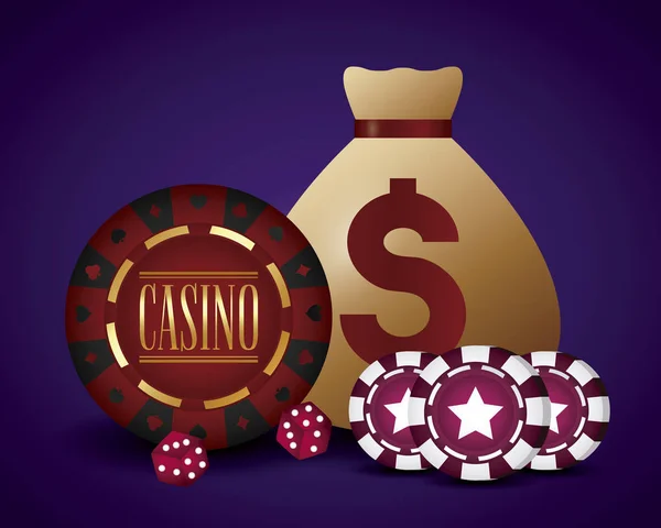 Casino a peníze tašce design — Stockový vektor