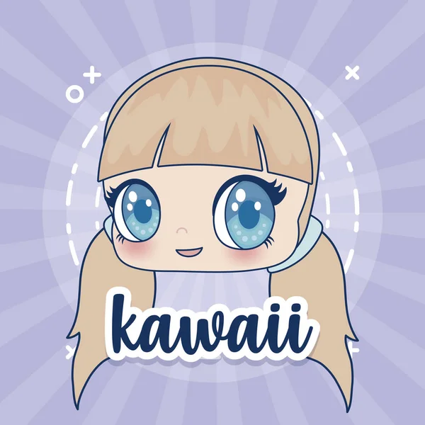 Kawaii dziewczyny ikona — Wektor stockowy