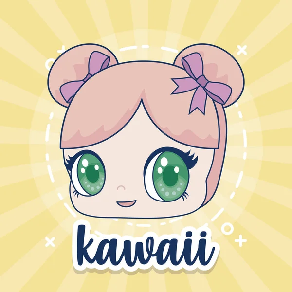 Kawaii dziewczyny ikona — Wektor stockowy