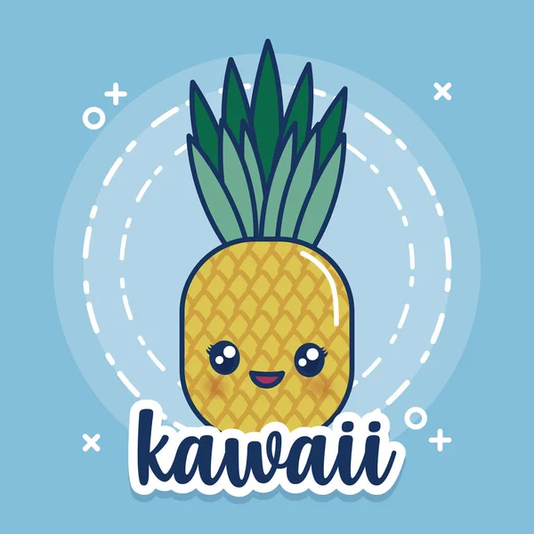 Kawaii icono de la piña — Archivo Imágenes Vectoriales