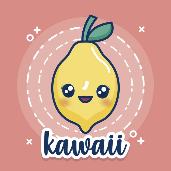 Icono de limón kawaii — Vector de stock