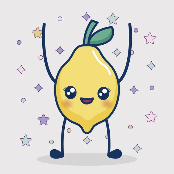 Ícone de limão kawaii — Vetor de Stock