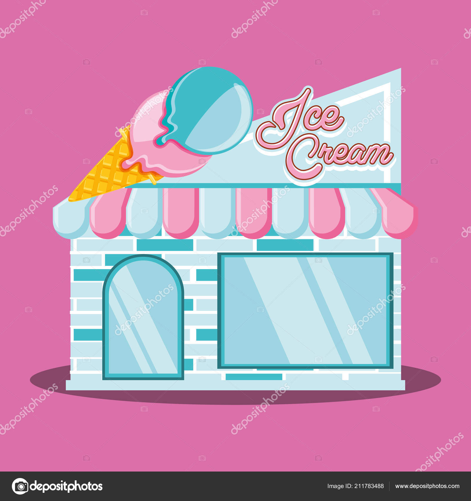 Https St4 Depositphotos Com 3369547 21178 V 1600 Depositphotos 211783488 Stock Illustration Ice Crea Shop Illustration Shop Facade Vector Illustration Design
