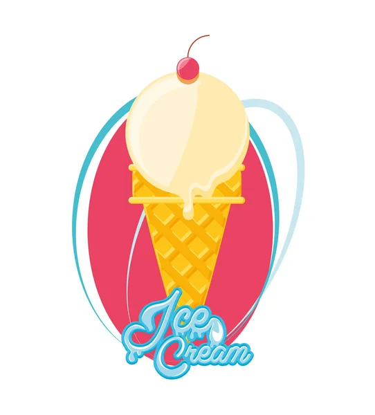 Delicioso cone de sorvete —  Vetores de Stock