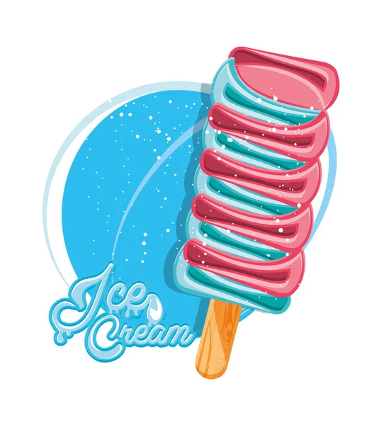 Delicious ice cream in stick — Stock Vector