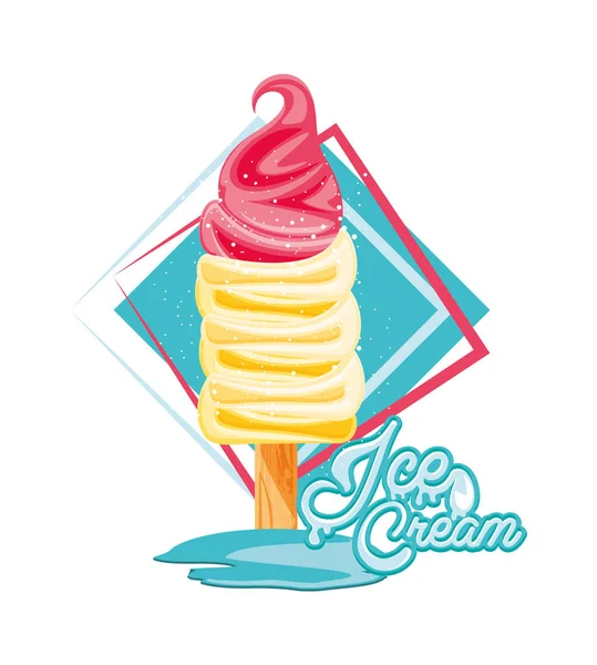 Delicious ice cream cone — Stock Vector