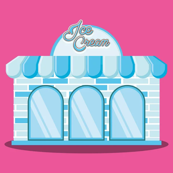 Tienda de helados fachada — Vector de stock