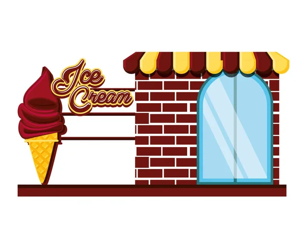 Tienda de helados fachada — Vector de stock