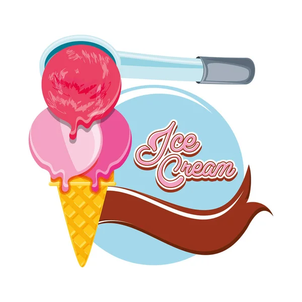 Delicioso cono de helado — Vector de stock