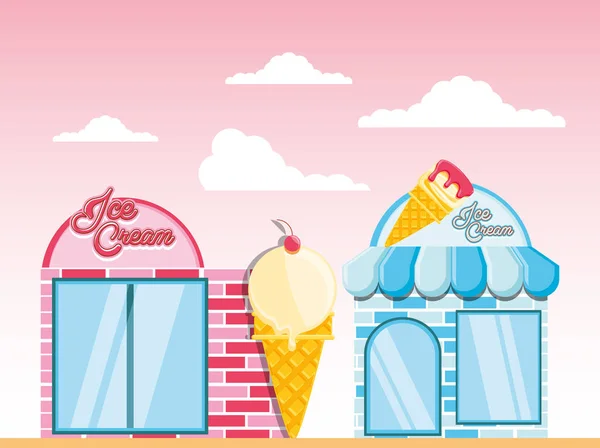 Ice cream shop fasad — Stock vektor