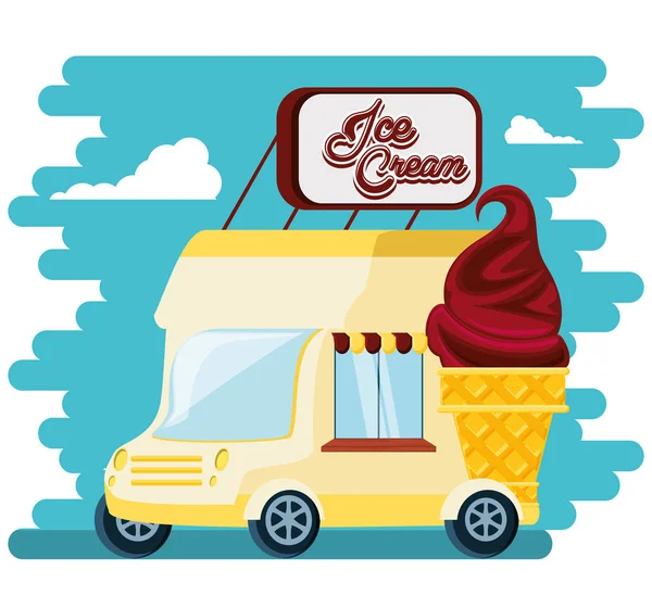 Crème glacée magasin van — Image vectorielle