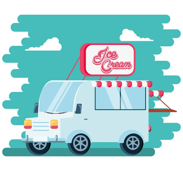 Crème glacée magasin van — Image vectorielle