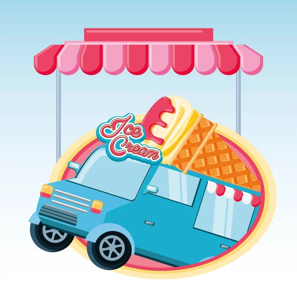 Ice cream shop van — Stock Vector