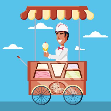 dondurma satıcısı sepeti kiosk karakter