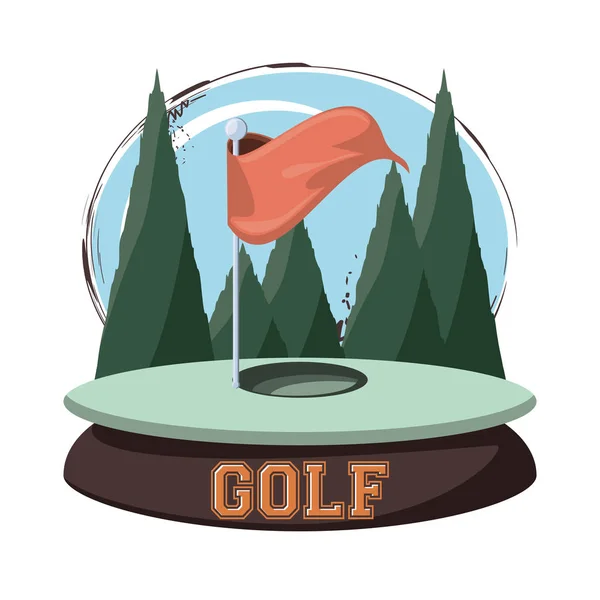 Emblema de clube de golfe com bandeira buraco —  Vetores de Stock