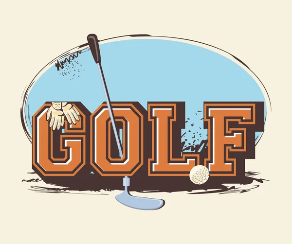 Golfclub label met stok — Stockvector