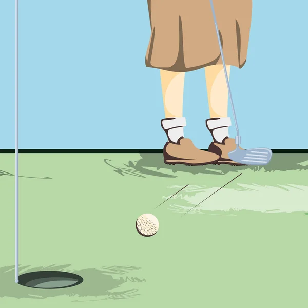 Vrouwelijke golfer voeten op golfbaan — Stockvector