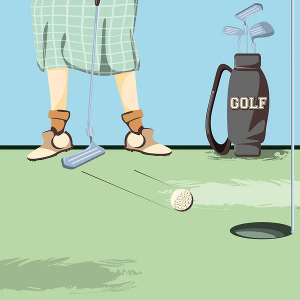 Golferin steht auf Golfplatz — Stockvektor