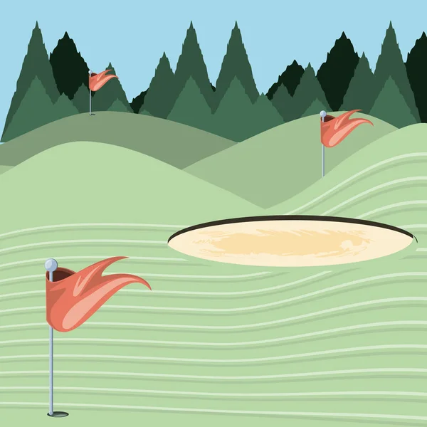 Maldição de golfe com armadilha de areia —  Vetores de Stock