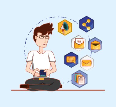 adam gözlük ile internet sosyal medya tarama cellphone