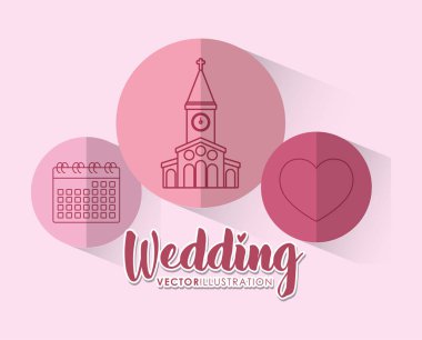 düğün kutlama kartı ile Icons set