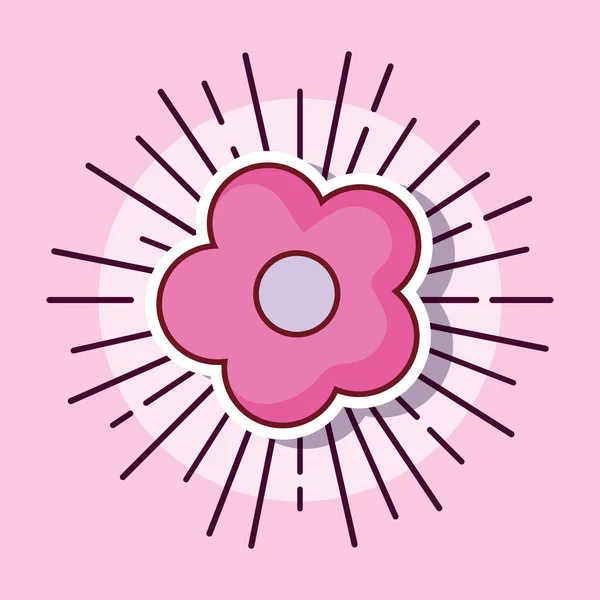Różowy kwiat dekoracja kreskówki stylu — Wektor stockowy