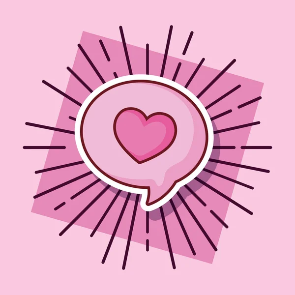 Parole bulle amour coeur dessin animé style — Image vectorielle