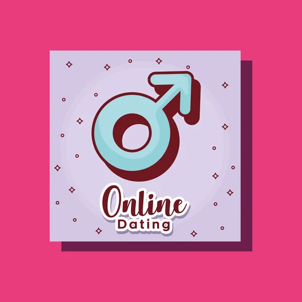 성별 여성 기호 온라인 데이트 카드 만화 — 스톡 벡터