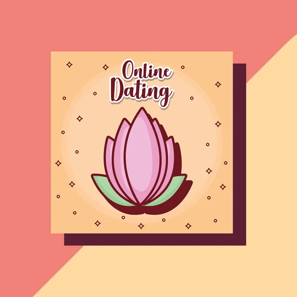 Lotus çiçek online dating kart karikatür — Stok Vektör