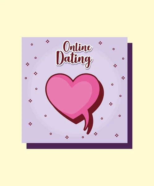 마음 거품 사랑 온라인 데이트 카드 만화 — 스톡 벡터
