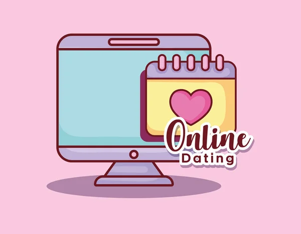 Computer calendar reminder online dating — Stock Vector