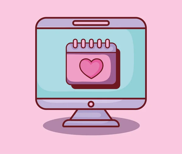 Компьютерный календарь любви план онлайн знакомства — стоковый вектор