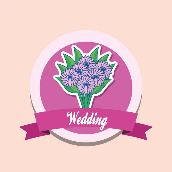 Tarjeta de boda con ramo de flores — Vector de stock