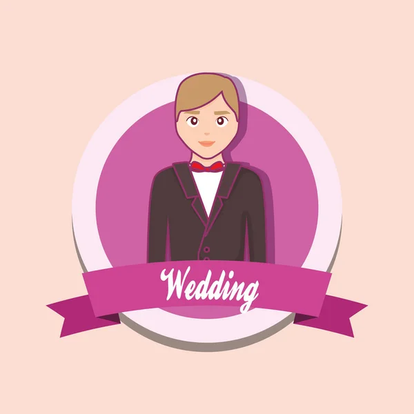Cartão de casamento com marido casado — Vetor de Stock