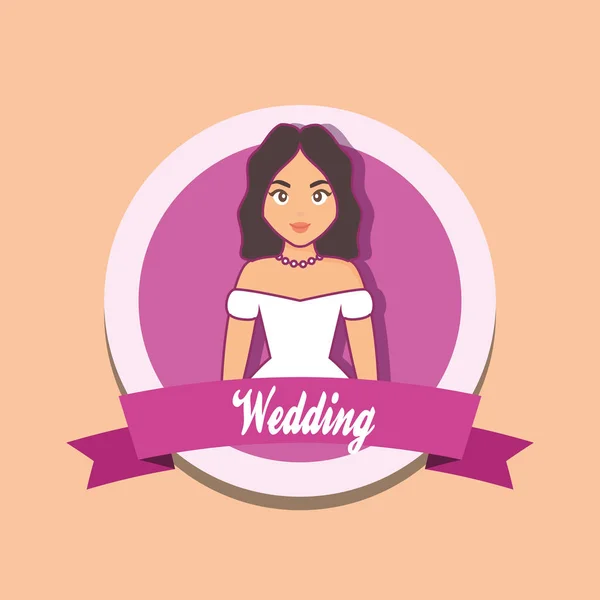 Carte de mariage avec épouse mariée — Image vectorielle